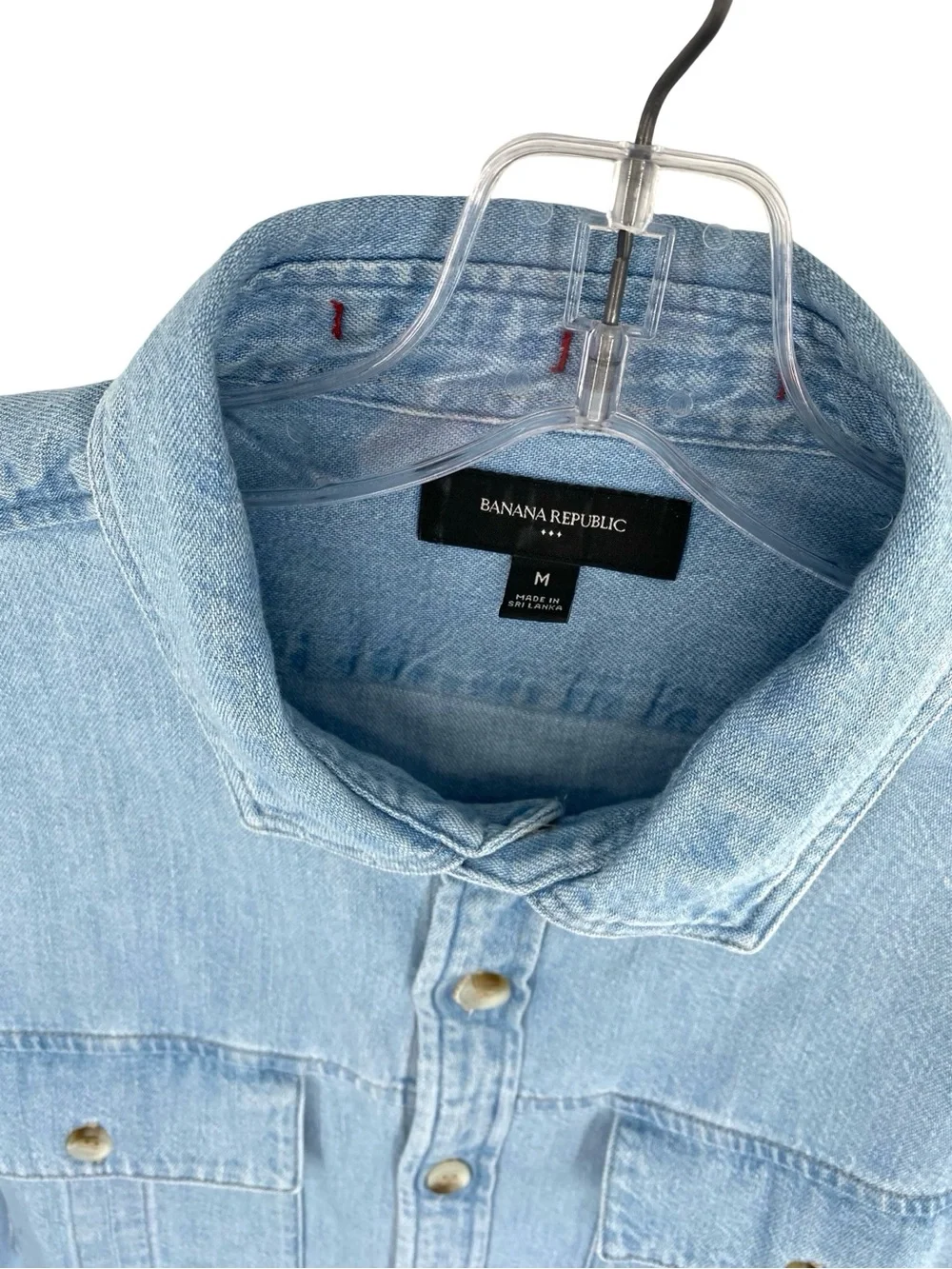 Banana Republic Men’s Short Sleeve Utility Pocket Button Down Jean Shirt Medium